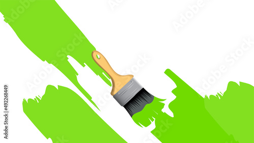 Painting with an oil paint brush. Vector illustration.