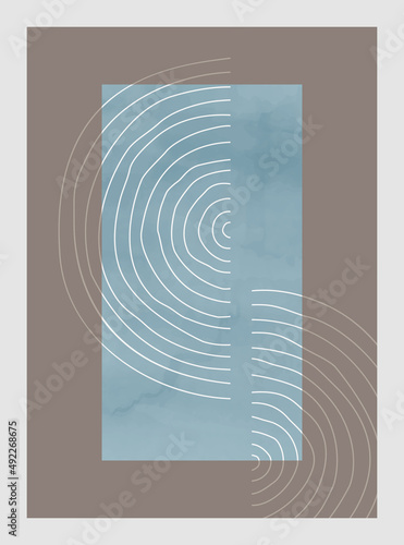 Abstract art,  hand painted, watercolor geometric background. Design for poster, wall decoration, cover, EPS10 vector template