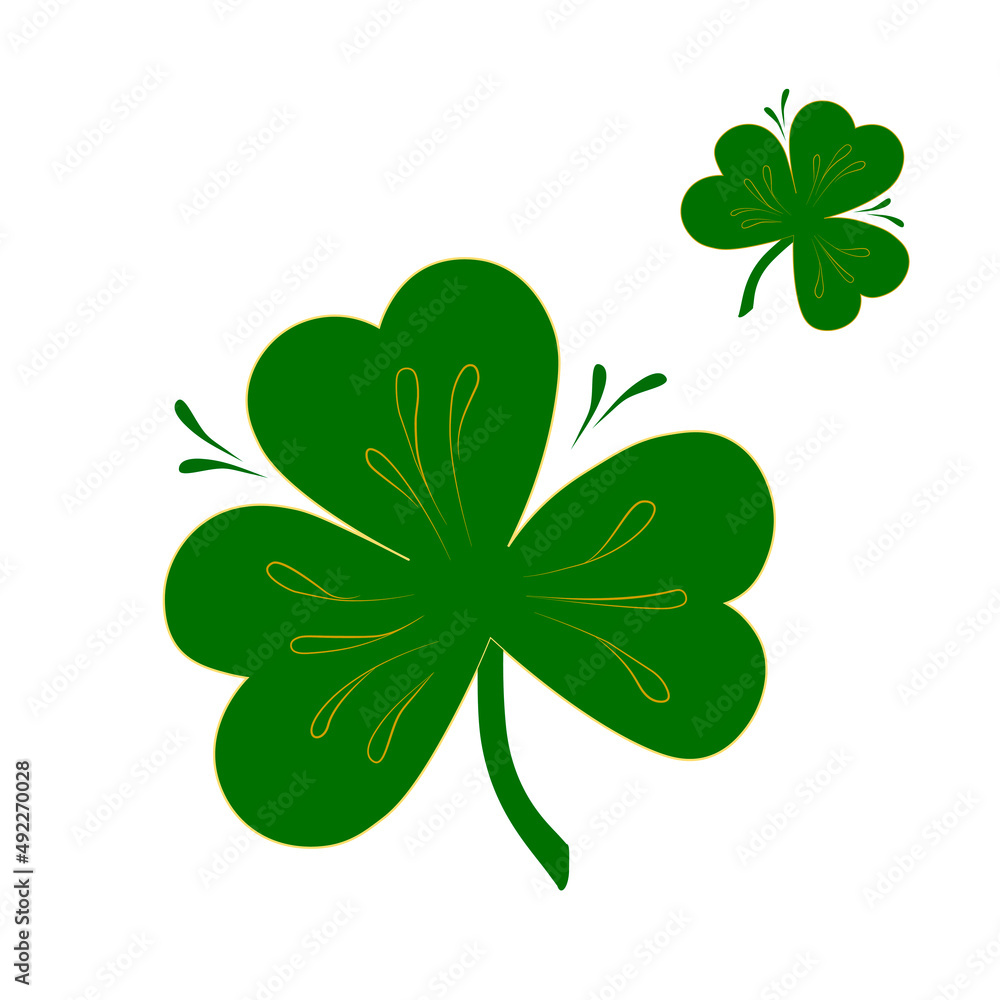 Four leaves of clover. Vector stock illustration. Happy St. Patrick's Day Isolated on a white background. Irlan national plant. Four leaves of clover. Vector stock illustration. Happy St. Patrick's Day Isolated on a white background. Irlan national plant.