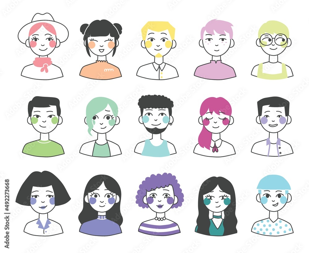 Big set of people avatars for social media, website. Doodle portraits fashionable girls and guys. Trendy hand drawn icons collection. Big set of people avatars for social media, website. Doodle portraits fashionable girls and guys. Trendy hand drawn icons collection.