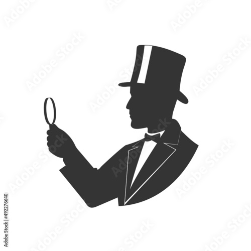 detective with magnifying glass vector illustration