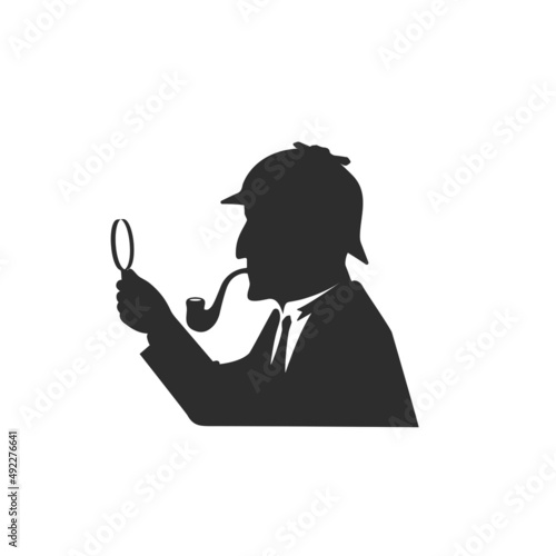 detective with magnifying glass vector illustration