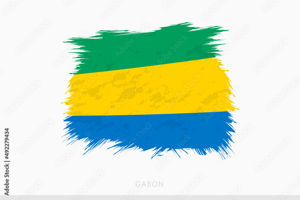 Obraz premium Grunge flag of Gabon, vector abstract grunge brushed flag of Gabon.