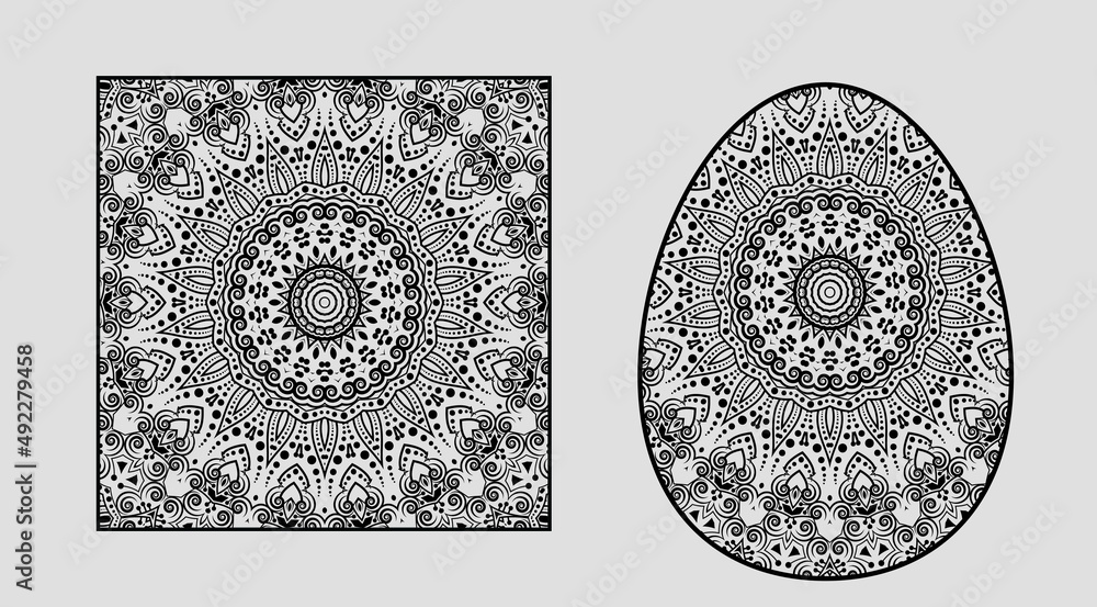 Easter Eggs and squares coloring page with background design Stock ...