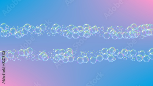 Bathtub foam. Detergent soap bubble and suds for bath. Shampoo.