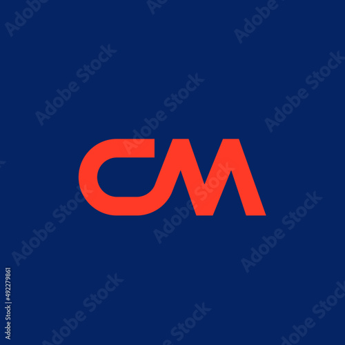 Abstract Modern CM logo. Minimal letters emblem. Simple initial monogram logo vector template for technological company, games, sport