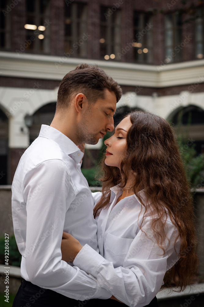 Young happy couple in the city of Ukraine. Lifestyle Young happy couple in the city of Ukraine. Lifestyle