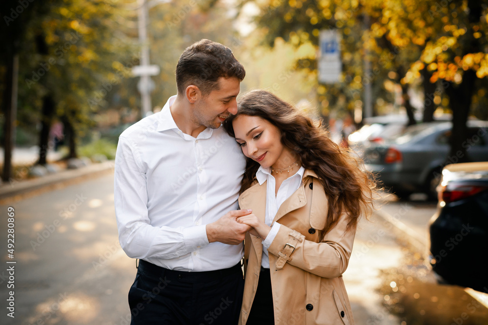 Young happy couple in the city of Ukraine. Lifestyle Young happy couple in the city of Ukraine. Lifestyle