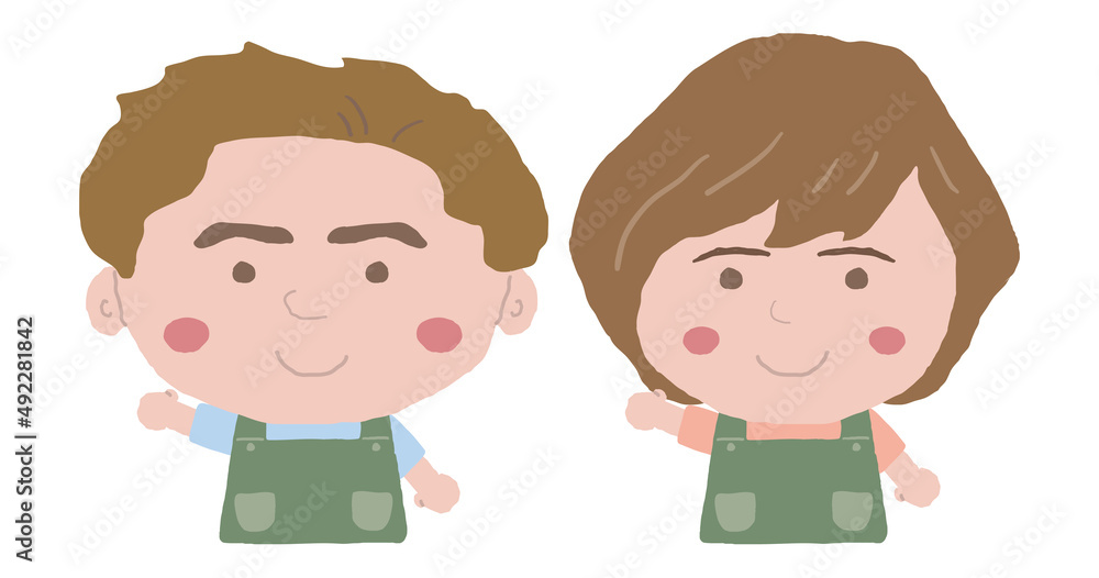 男女 エプロン 店員 イラスト素材 男女 エプロン 店員 イラスト素材