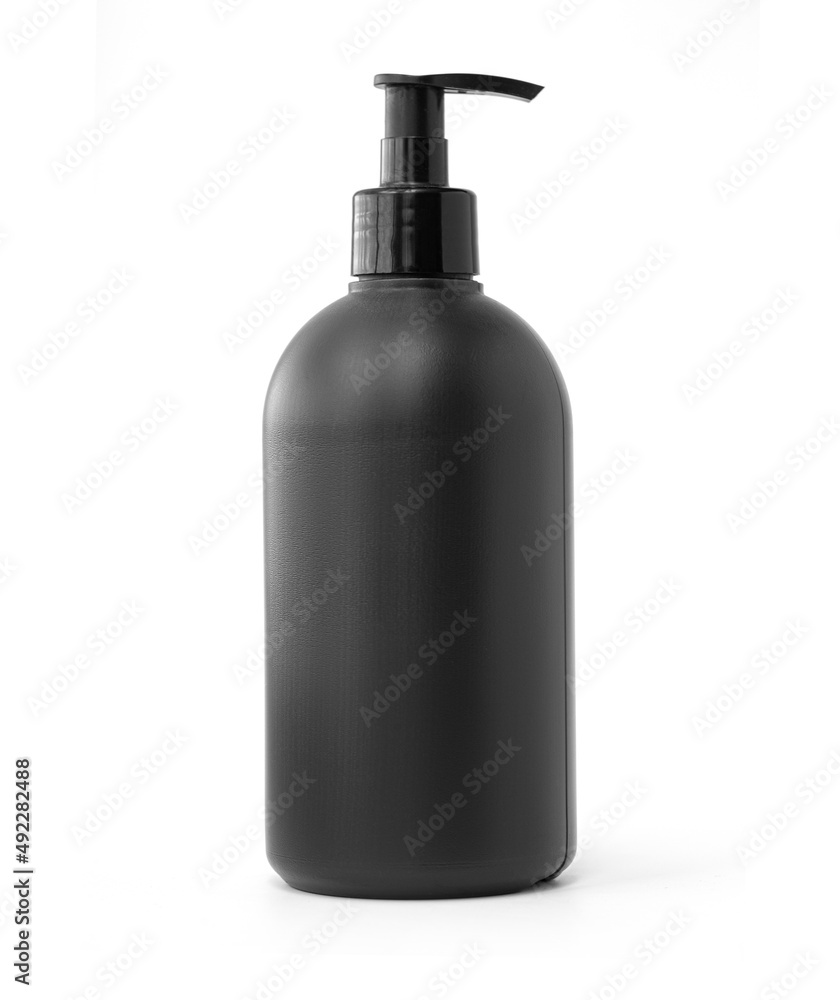 black bottle of liquid soap. black bottle of liquid soap.