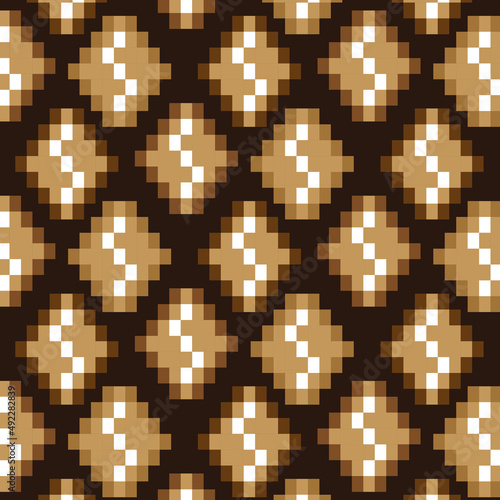 Seamless pattern with coffee beans in mosaic style. Square texture in brown colors. Vector illustration