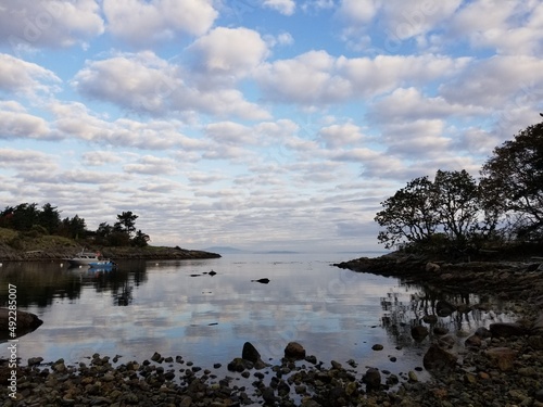 secluded  ocean bay reflections view 