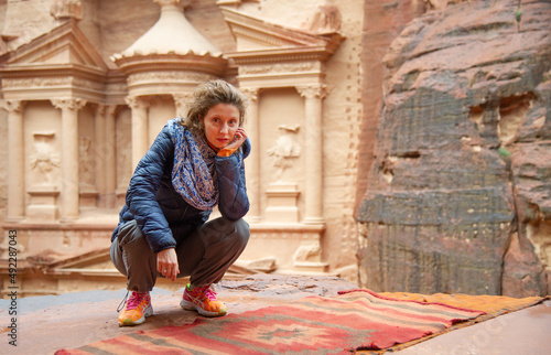 Mature woman posing at Petra Jordan