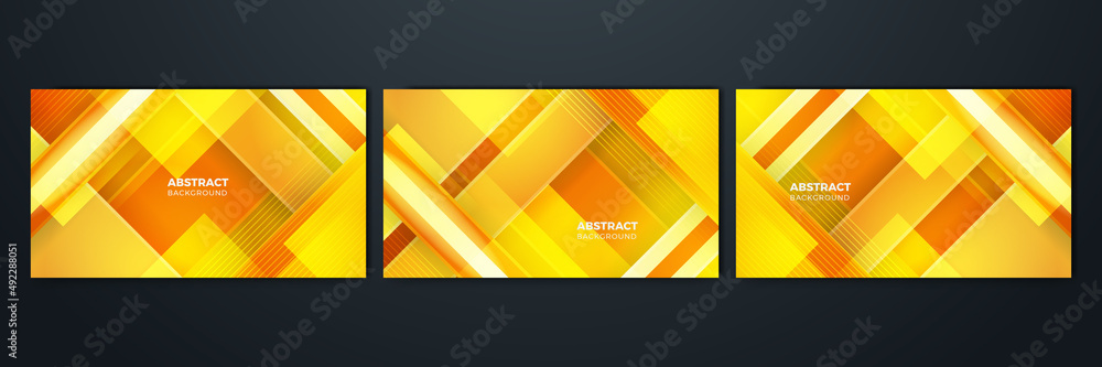 Naklejka premium Orange and yellow background color composition in abstract. Abstract backgrounds with a combination of lines and circle dots can be used for your ad banners, sale banner template, presentation
