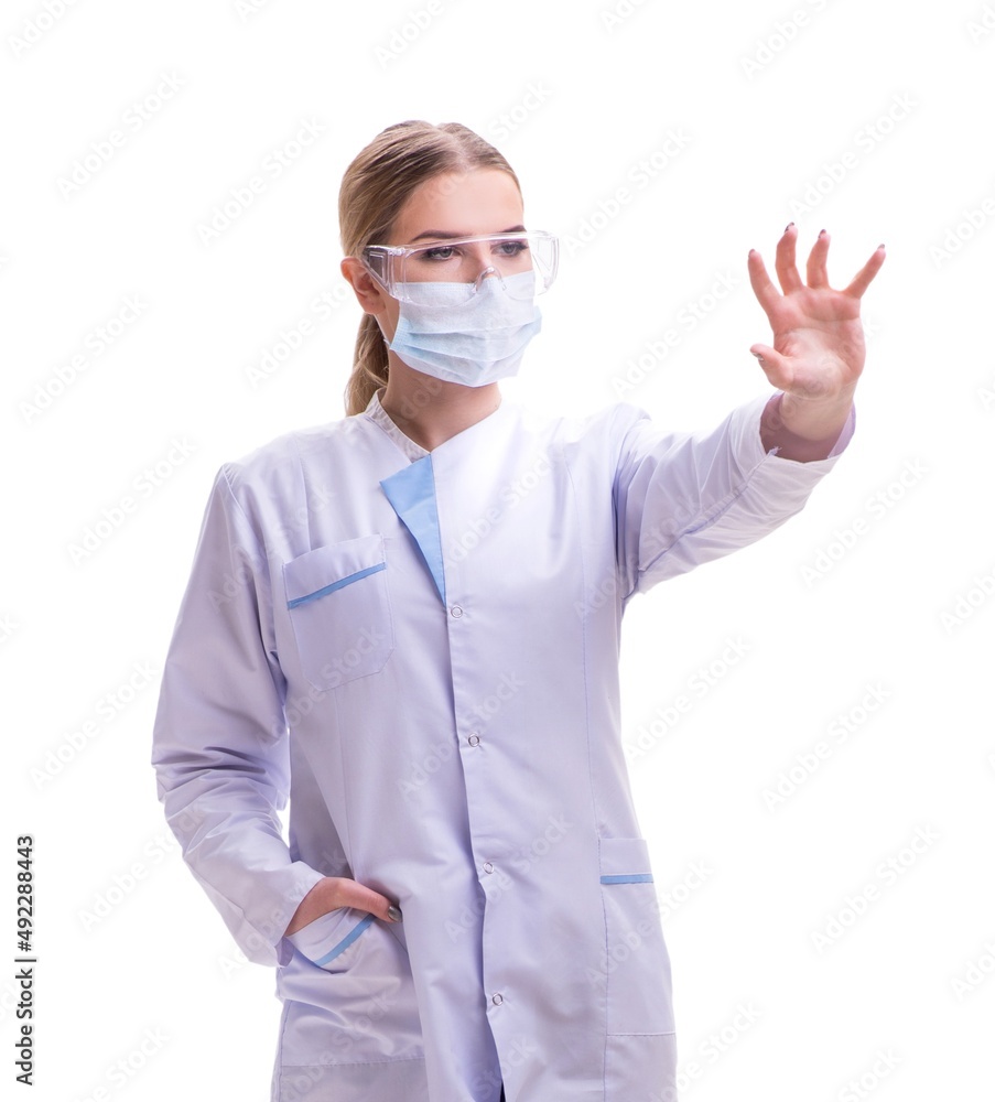 Young woman doctor isolated on white background Young woman doctor isolated on white background