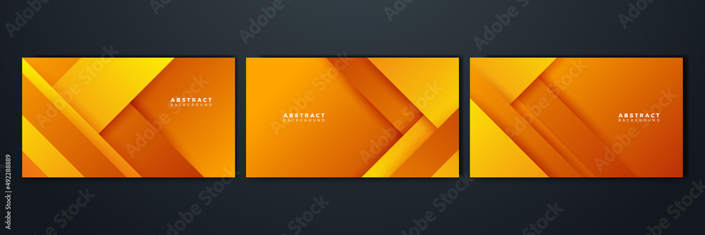 Naklejka premium Orange and yellow background color composition in abstract. Abstract backgrounds with a combination of lines and circle dots can be used for your ad banners, sale banner template, presentation