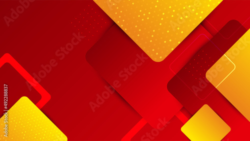 Red background with orange and yellow color composition in abstract. Abstract backgrounds with a combination of lines and circle dots can be used for your ad banners, sale banner template, and more
