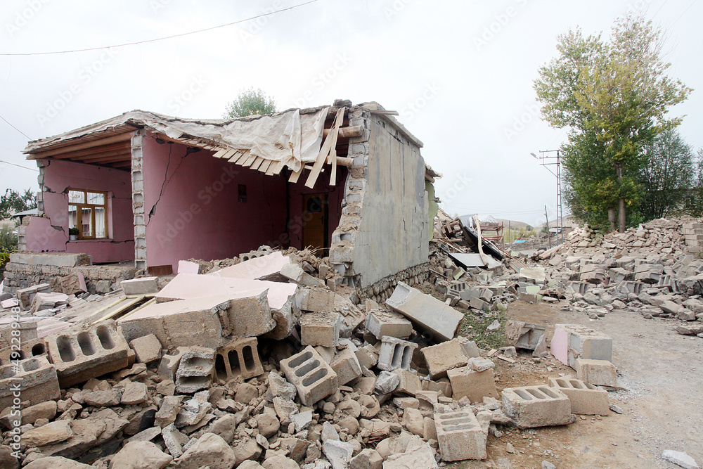 Fototapeta premium Village after Earthquake in Van, Ercis, Turkey. It is 604 killed and 4152 injured in Van-Ercis Earthquake. 