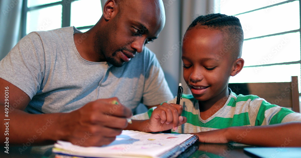 African American father tutoring little boy son Stock Photo | Adobe Stock