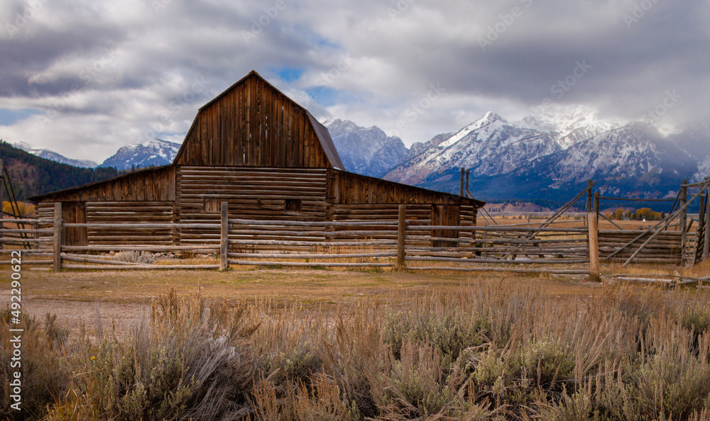 Moulton Barn is a historic barn within the Mormon Row, Grand Teton National Park Moulton Barn is a historic barn within the Mormon Row, Grand Teton National Park