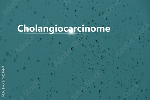 Cholangiocarcinome (cancer des voies biliaires), liste de contrôle pour les patients. Fond texturé avec copie vide pour le texte.