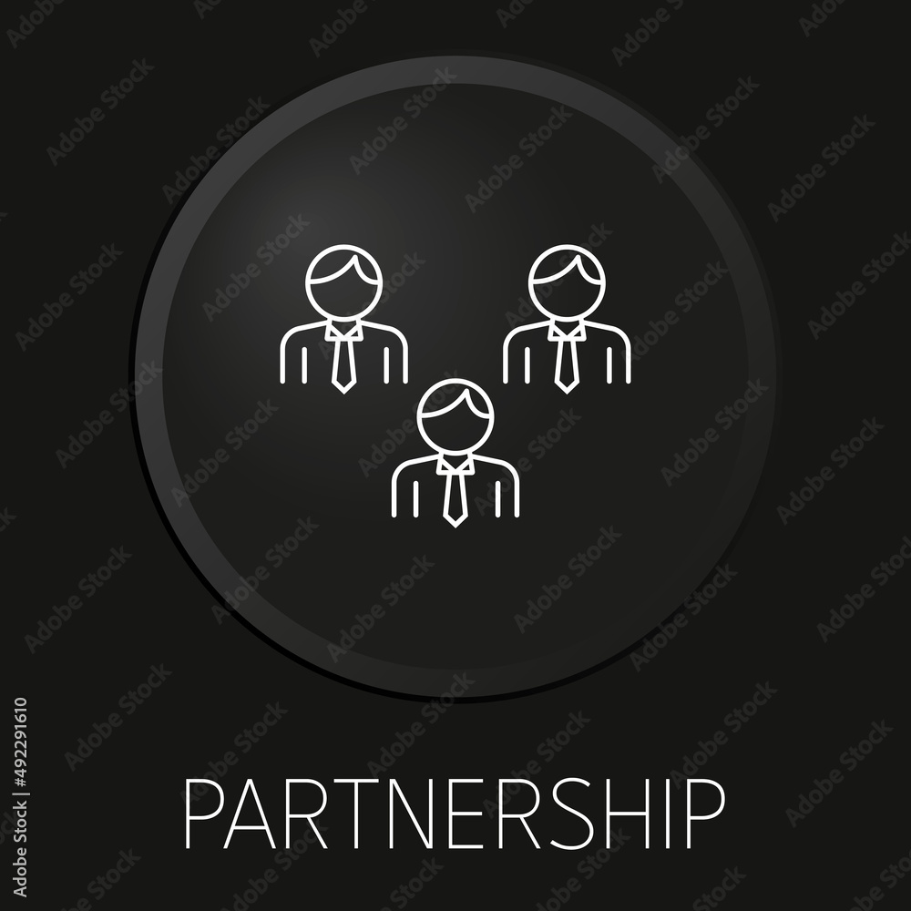 Partnership minimal vector line icon on 3D button isolated on black background. Premium Vector. Partnership minimal vector line icon on 3D button isolated on black background. Premium Vector.