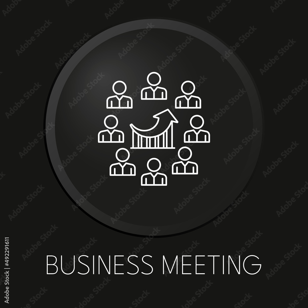 Business meeting minimal vector line icon on 3D button isolated on black background. Premium Vector. Business meeting minimal vector line icon on 3D button isolated on black background. Premium Vector.