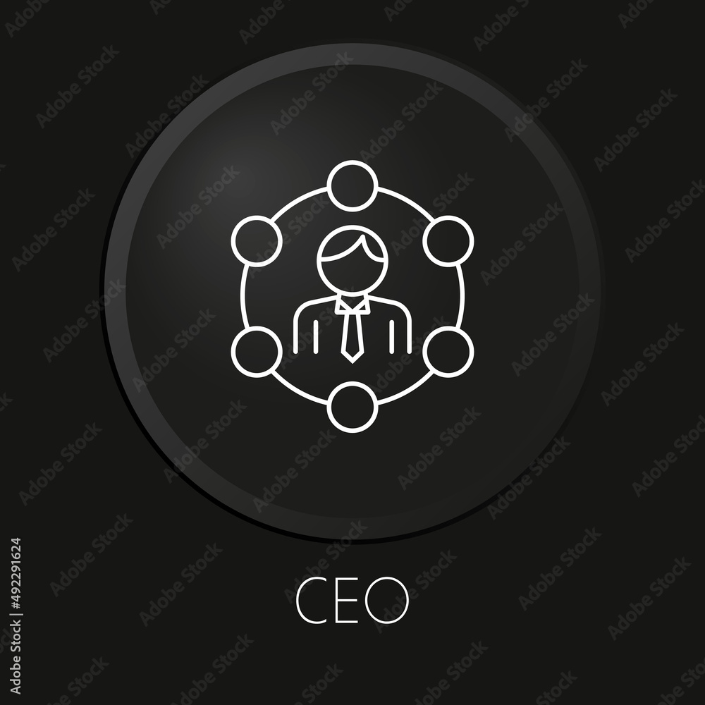 Ceo minimal vector line icon on 3D button isolated on black background. Premium Vector. Ceo minimal vector line icon on 3D button isolated on black background. Premium Vector.