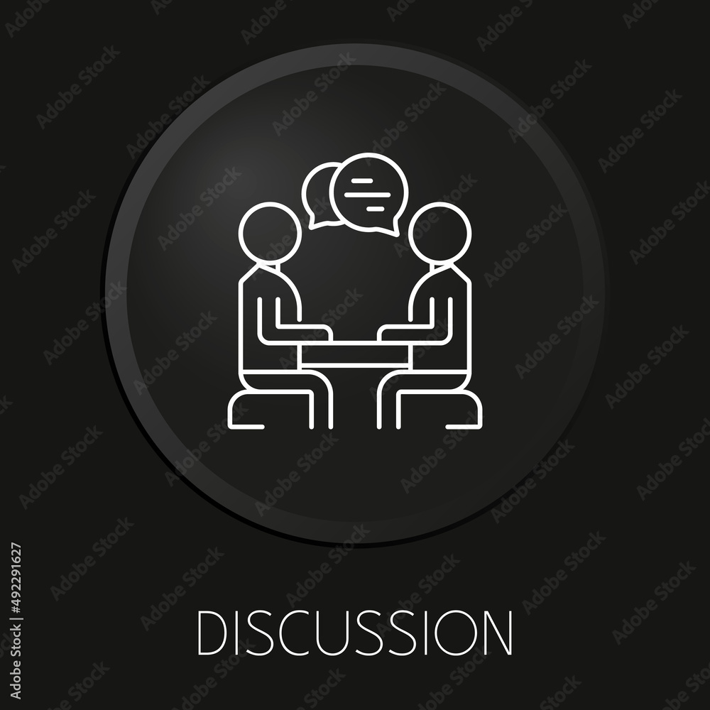Discussion minimal vector line icon on 3D button isolated on black background. Premium Vector. Discussion minimal vector line icon on 3D button isolated on black background. Premium Vector.