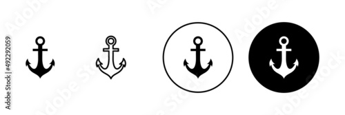 Anchor icons set. Anchor sign and symbol. Anchor marine icon.