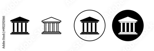 Bank icons set. Bank sign and symbol, museum, university