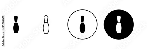 Bowling icons set. bowling ball and pin sign and symbol.