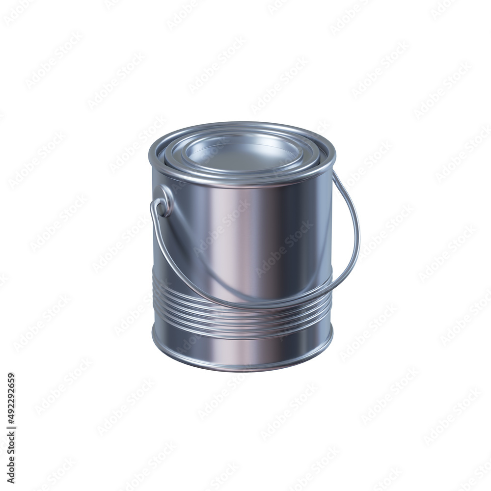 3d rendering, closed metal bucket isolated on white background, paint packaging. Construction clip art 3d rendering, closed metal bucket isolated on white background, paint packaging. Construction clip art