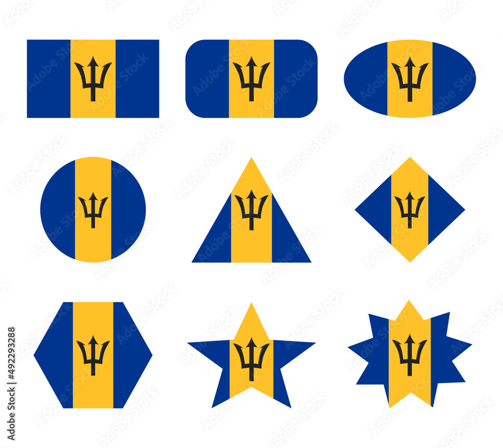 barbados set of flags with geometric shapes barbados set of flags with geometric shapes