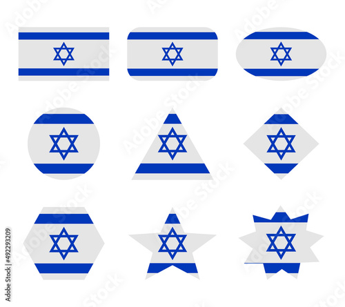 israel set of flags with geometric shapes