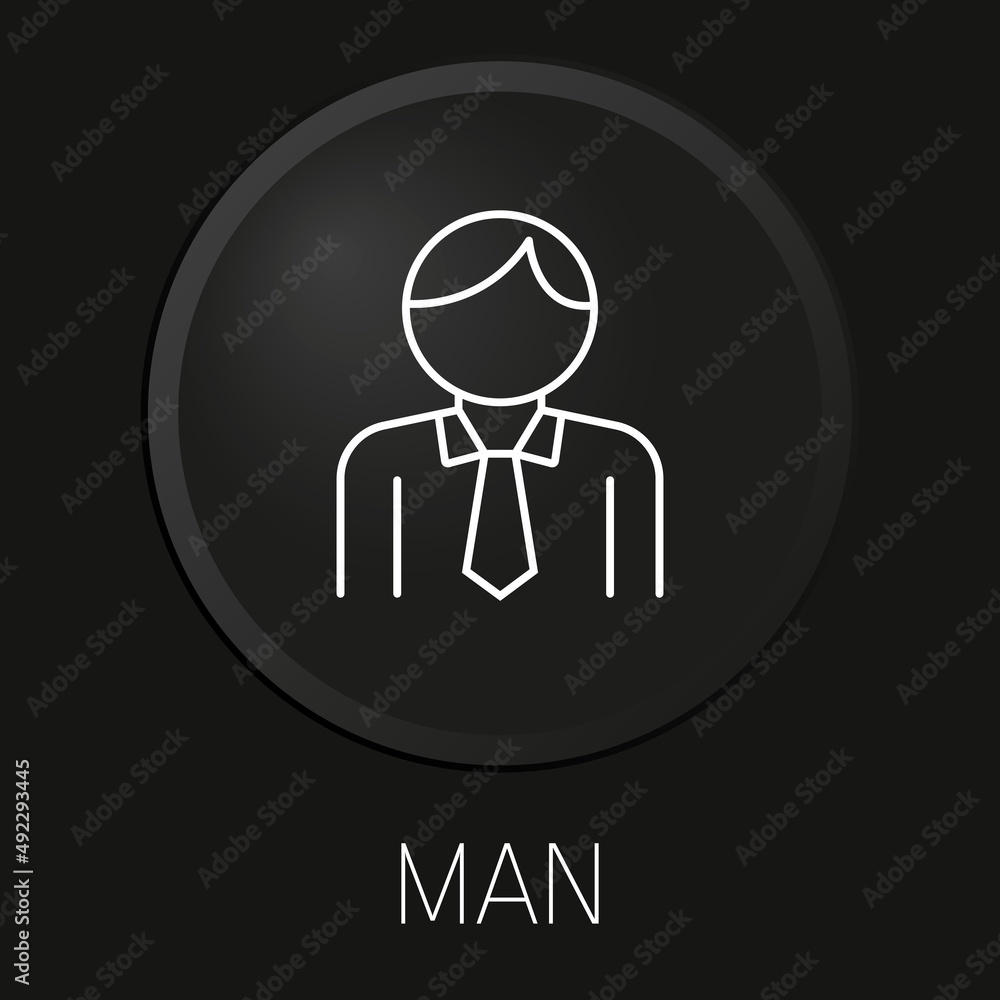 Man minimal vector line icon on 3D button isolated on black background. Premium Vector. Man minimal vector line icon on 3D button isolated on black background. Premium Vector.