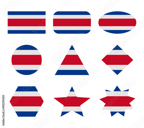 costa rica set of flags with geometric shapes