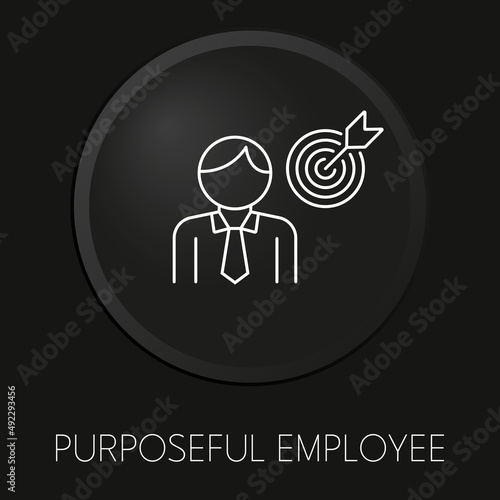  Purposeful person  minimal vector line icon on 3D button isolated on black background. Premium Vector.