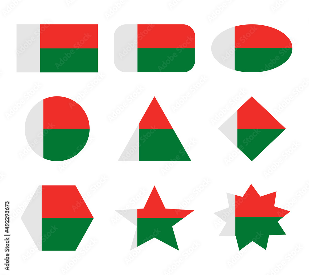 madagascar set of flags with geometric shapes madagascar set of flags with geometric shapes