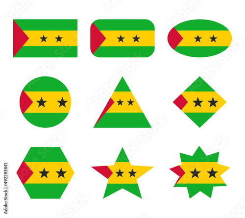 sao tome set of flags with geometric shapes