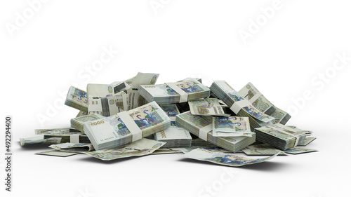 3D stack of 2000 Algerian Dinar Notes