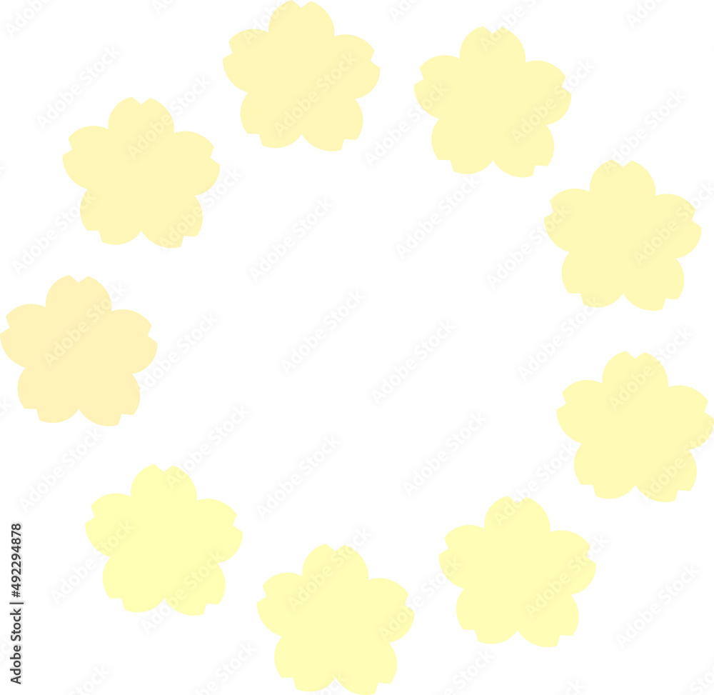 円形のフレーム　桜　黄色