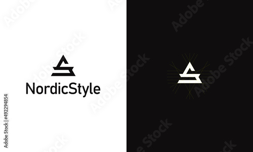 vector graphic illustration logo design for pictogram combination initial letter S and triangle shape with nordic style