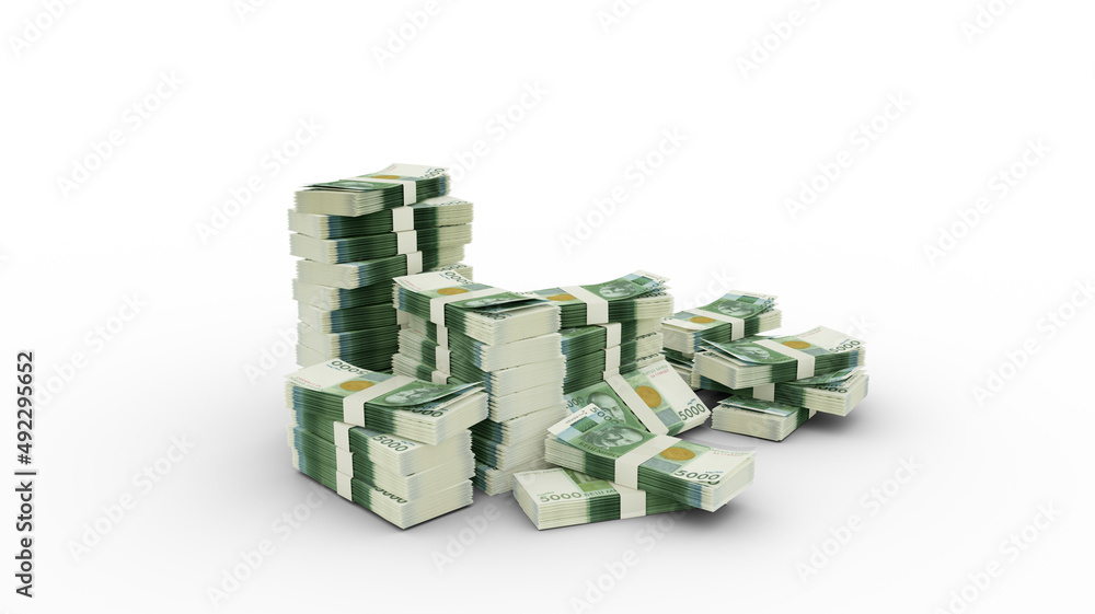 stack of Kyrgyzstani som notes. 3D rendering of bundles of banknotes stack of Kyrgyzstani som notes. 3D rendering of bundles of banknotes