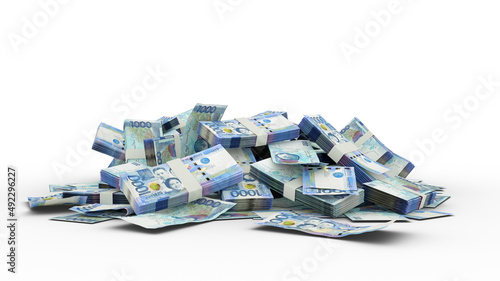 3D Stack of 1000 Philippines peso notes photo