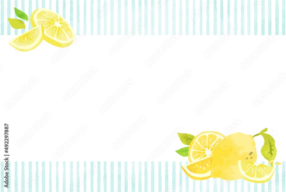 爽やかなレモンの水彩フレームイラスト Stock Vector Adobe Stock