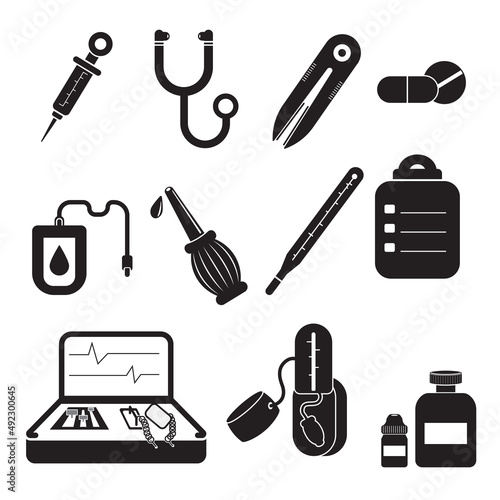 Medical and healthy icons set. doctor's tools Concept. vector illustration for web site, app
