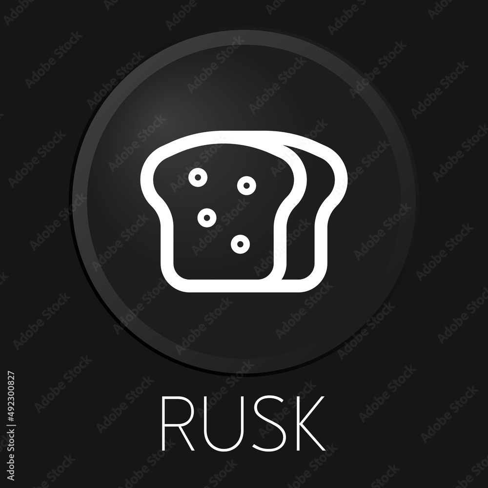Rusk minimal vector line icon on 3D button isolated on black background. Premium Vector. Rusk minimal vector line icon on 3D button isolated on black background. Premium Vector.