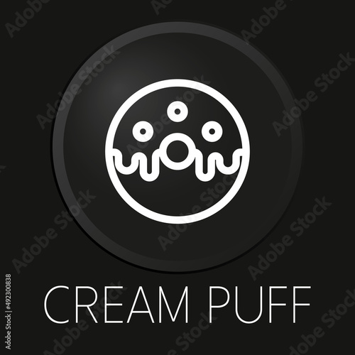 Cream puff minimal vector line icon on 3D button isolated on black background. Premium Vector.