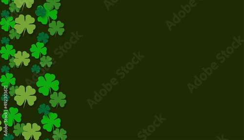 Saint Patrick s Day greetings card with clover shapes and branches vector illustration
